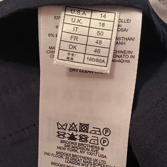 Brooks Brothers Navy Cotton Blend Straight Leg Pants - 14 - Picture 4 of 12